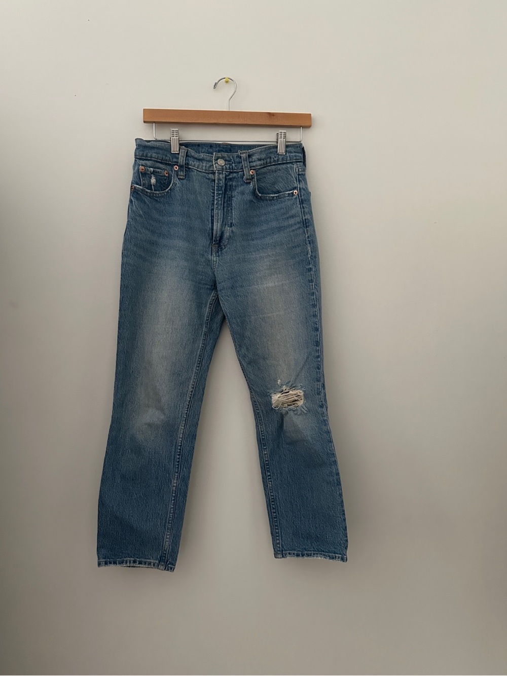 GAP Straight Leg Blue Distressed Jeans